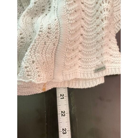 Guess Womens Cardigan Medium White Open Knit Cropped Open Stretch Cottagecore - Picture 6 of 7